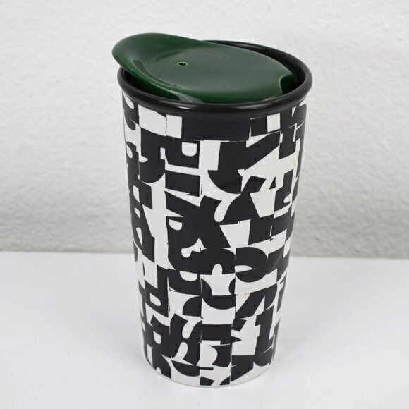 Starbucks‎ Travel Mug with Lid 2014 Abstract Graffiti Design Gently Used - Picture 1 of 4